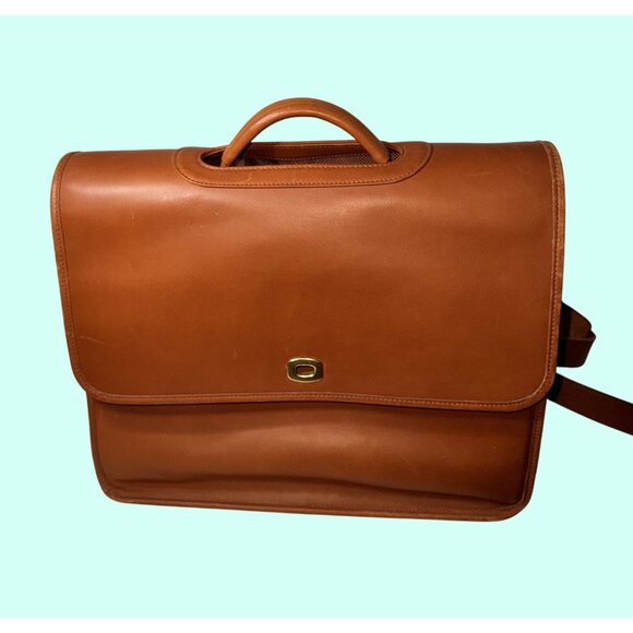 Vintage Coach Tan turn lock Leather Express Case Briefcase messenger Bag - Picture 1 of 16